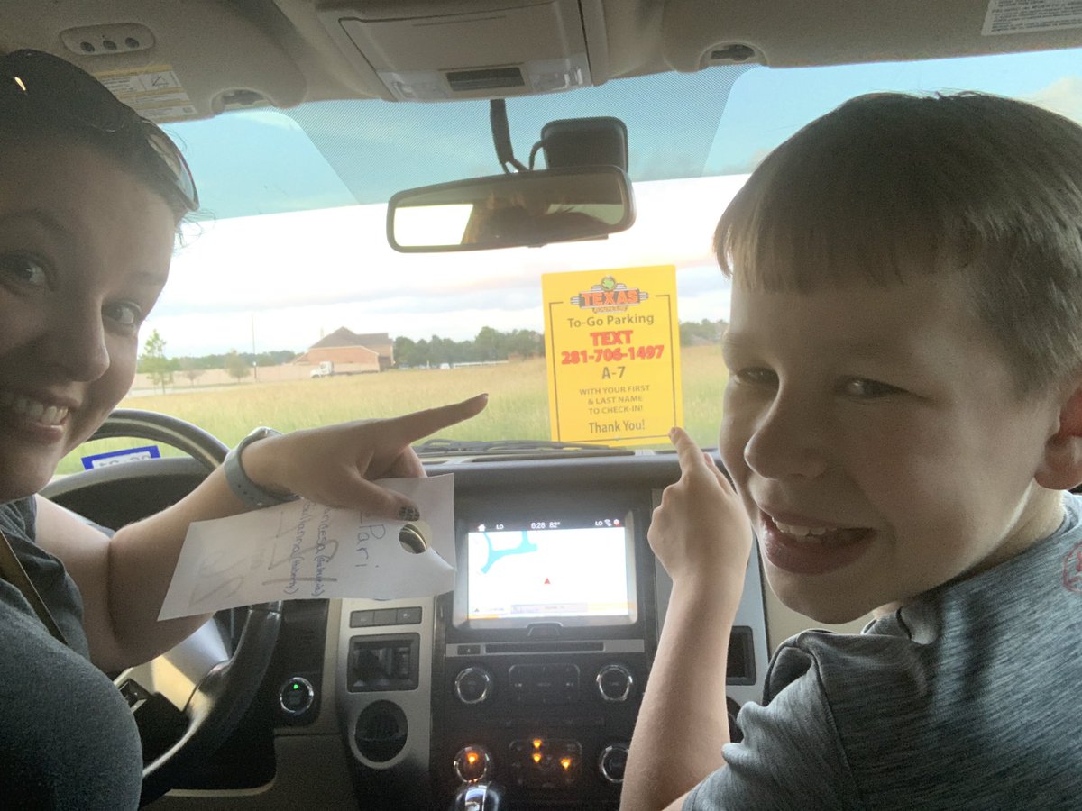 Waiting patiently (kind of) for our dinner! Curbside pick up for us, but you can dine inside too! <a href="/MaplebrookPto/">Maplebrook Elementary PTO</a> Spirit Night at <a href="/texasroadhouse/">Texas Roadhouse</a> Fall Creek from 4-8 pm! Mention MBE!  <a href="/HumbleISD_MBE/">Maplebrook Elem</a> #mbebears2020