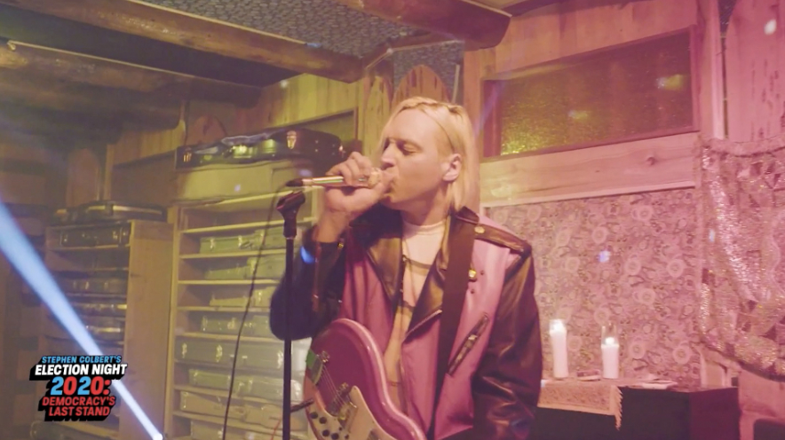 RollingStone's tweet photo. Arcade Fire debuted a new song, "Generation A," on Stephen Colbert's live election night special https://t.co/lFqT7BlYmk https://t.co/vi8GJgmjO6