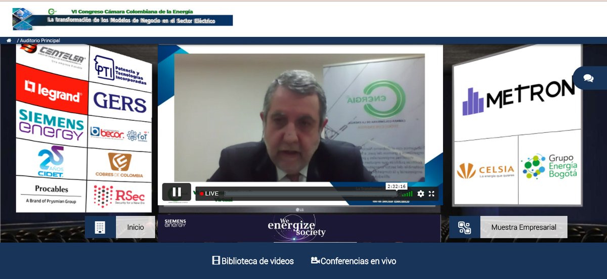 Presidente Ejecutivo de la <a href="/CC_Energia/">CC Energía</a> Carlos Alberto Zarruk Gómez da apertura al #VICongresoCcenergia "La Transformación de los Modelos de Negocio en el Sector Eléctrico"
