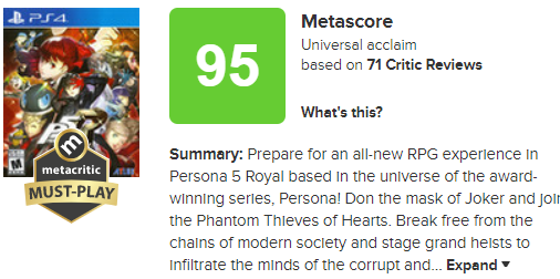 Persona 5 Royal Was the Highest Rated Game of 2020 on Metacritic