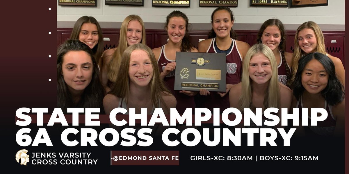 jenkstrojans's tweet photo. Today is the day! Good luck to our lady Trojan Cross Country team as they defend their state title today in Edmond. @jenkshs @SuperfanJHS @jenksps @JenksXC https://t.co/cvi6n2C45j
