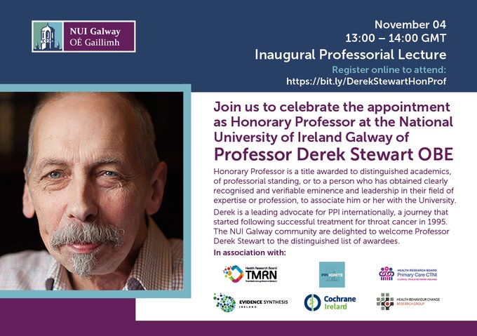 PPI Ignite Network @ University of Galway (@ppi_galway) on Twitter photo "We are on a journey, and this is two-way street" @nuigalway President O'hOgartaigh on PPI opening our celebration of Hon Prof <a href="/DerekCStewart/">Derek Stewart</a>
"When we work together we can achieve so much more than just reviewing a patient information leaflet" So true, <a href="/DerekCStewart/">Derek Stewart</a> "We are on a journey, and this is two-way street" @nuigalway President O'hOgartaigh on PPI opening our celebration of Hon Prof <a href="/DerekCStewart/">Derek Stewart</a>
"When we work together we can achieve so much more than just reviewing a patient information leaflet" So true, <a href="/DerekCStewart/">Derek Stewart</a>