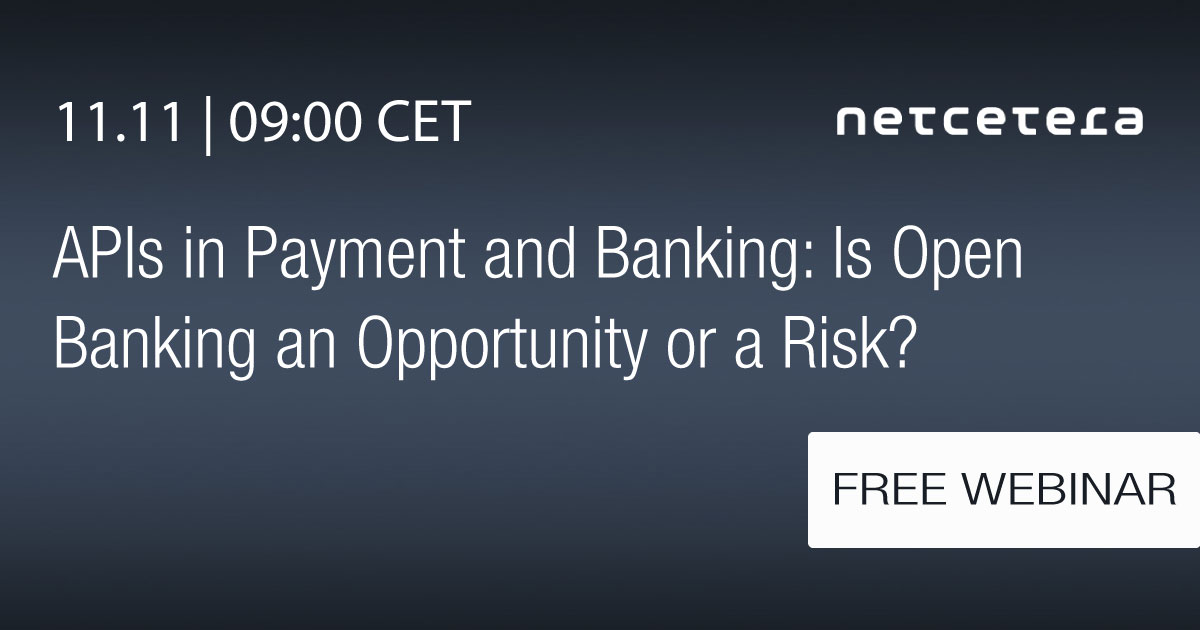 Netcetera_Buzz's tweet photo. What opportunities does open banking create for the future? Join our free webinar "APIs in Payment and Banking: Is Open Banking an Opportunity or a Risk?" to learn more about what standards exist for open banking and where it is used today. https://t.co/jJ2cceumfr https://t.co/Rwan4FqrI6