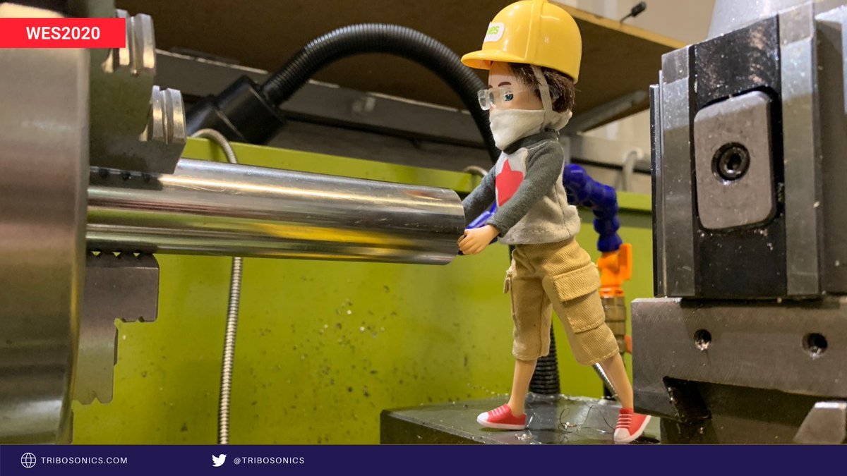 Tribosonics's tweet photo. #Day3 of #TEWeek20 and #WESLottieTour - Lottie is continuing to inspire many aspiring #femaleengineers from the lab at #Tribsonics 😊 Today she is putting stainless steel into the chuck on the lathe to be turned!

#maunfacturing #technology https://t.co/i46N1y0HuM