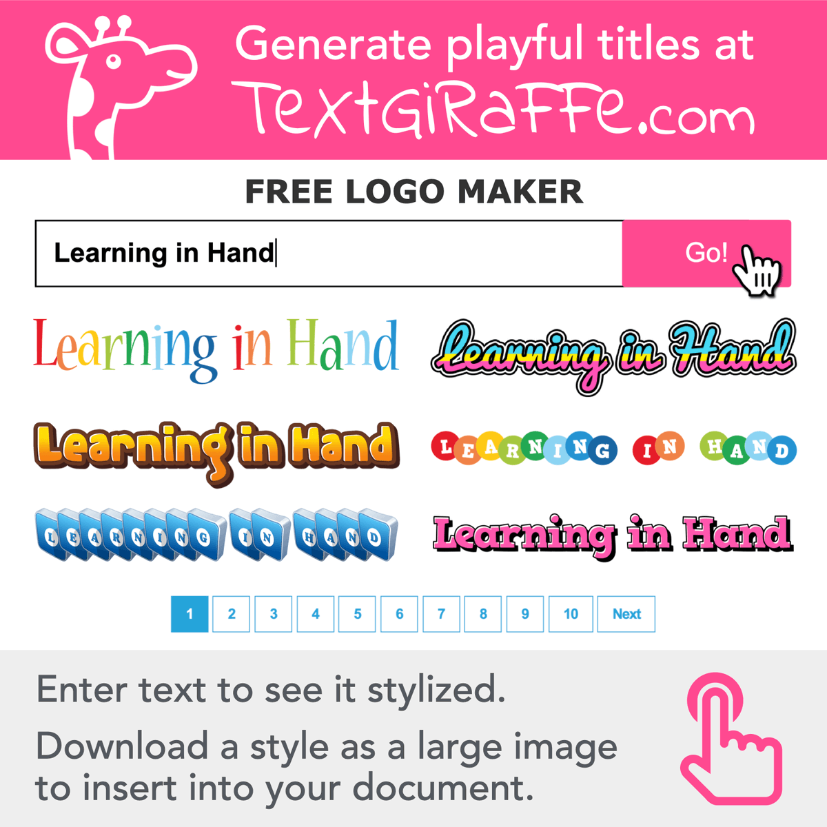 tonyvincent's tweet photo. 🦒 Enter text into https://t.co/KeB4s9Pagq to see it stylized in dozens of different ways. Download a style and insert it into a document to make it stand out. #ClassyGraphics https://t.co/ShAVQrLukx