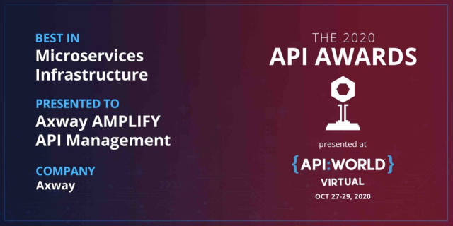 With a strong and growing community of developers using the AMPLIFY solution, <a href="/Axway/">Axway</a> is proud to receive the Best in #Microservices Infrastructure #award for AMPLIFY API Management at <a href="/APIWorld/">API World</a>’s award ceremony. bit.ly/32dpzo7