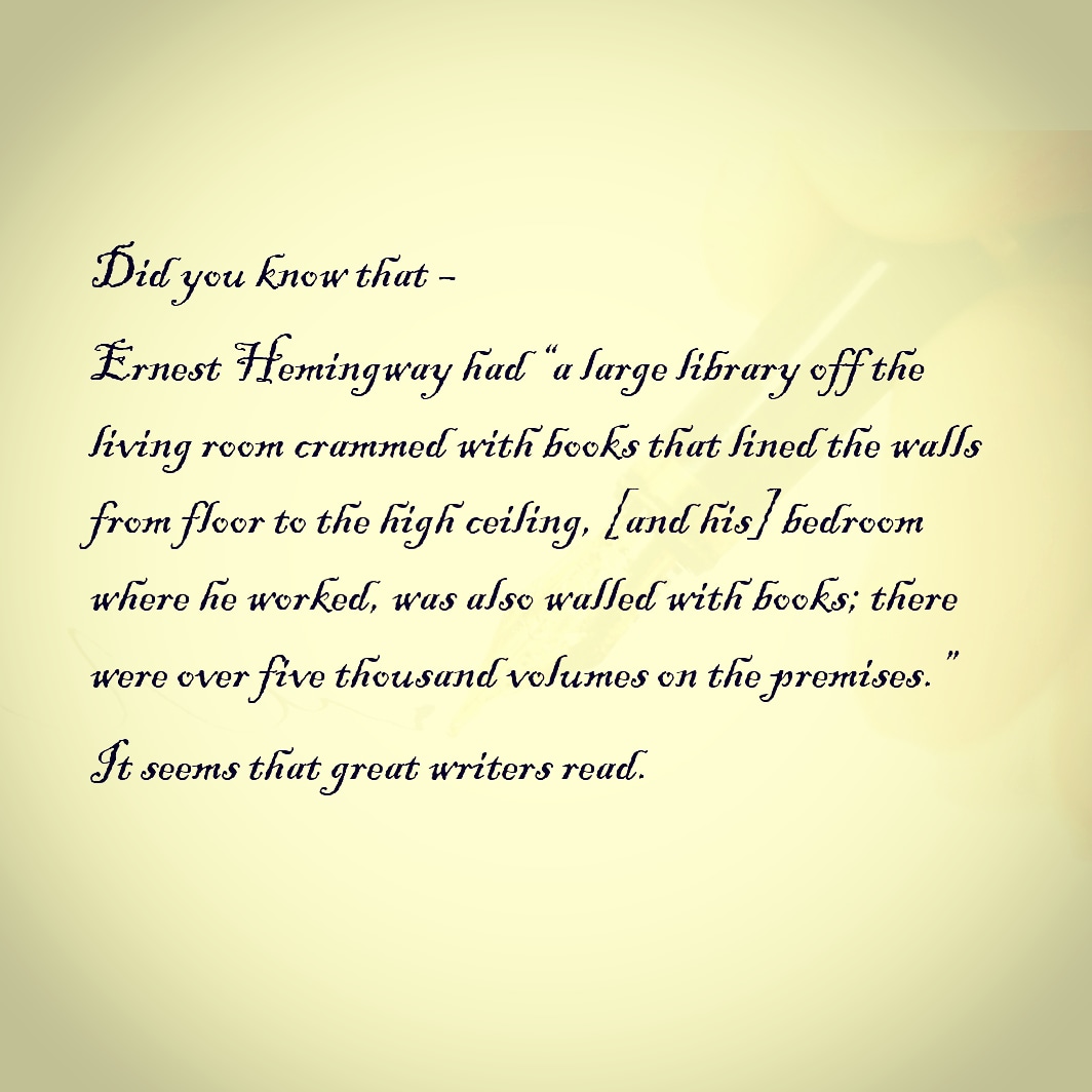 So, what are you reading? Do you read every day? If you're a writer, it's a job requirement. 

#hemingway #writes #writersdesk #writingteacher #writingtime #writingtime📝 #writingtip #writing #books #author #novelreaders #currentlyreading #novelreaders #readerforever #readersquad