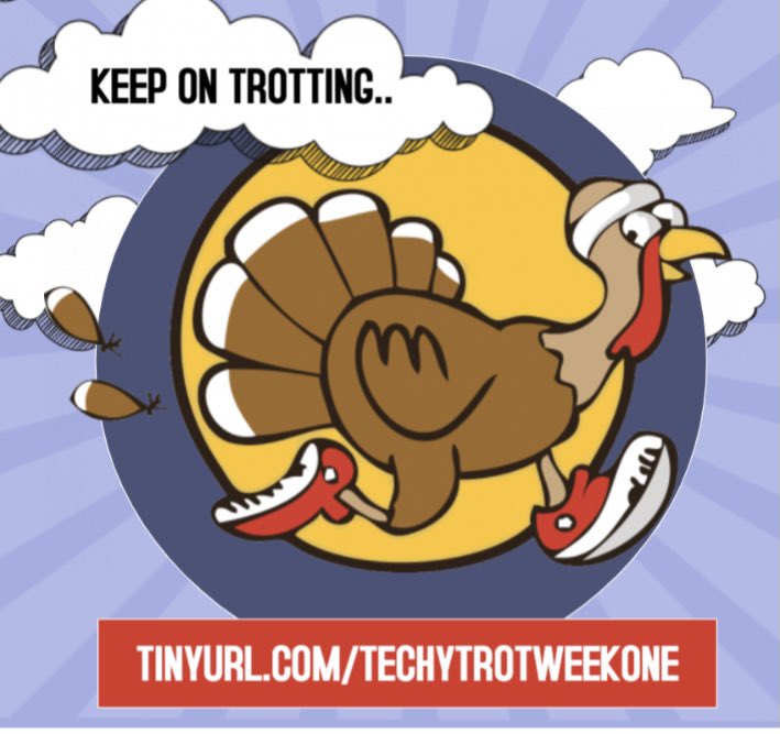 bsu_techcenter's tweet photo. Gobble Gobble! Don’t forget to wobble through the finish line! Week One of the Techy Trot is almost done! Follow the link, watch the video and complete the questionnaire each week to be eligible to win a prize pack! https://t.co/PCVYGw7GDD