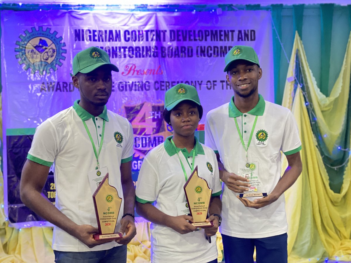 OfficialNCDMB's tweet photo. And the Winner of the 4th Edition of the #NCDMB Annual National Undergraduate Essay Competition is 18 year old Abasiekeme Edet, is a 200 Level Student of the Faculty of Pharmaceutical Sciences, University of Port Harcourt (@uniport)
We say Congrats! https://t.co/scddvWPQXW