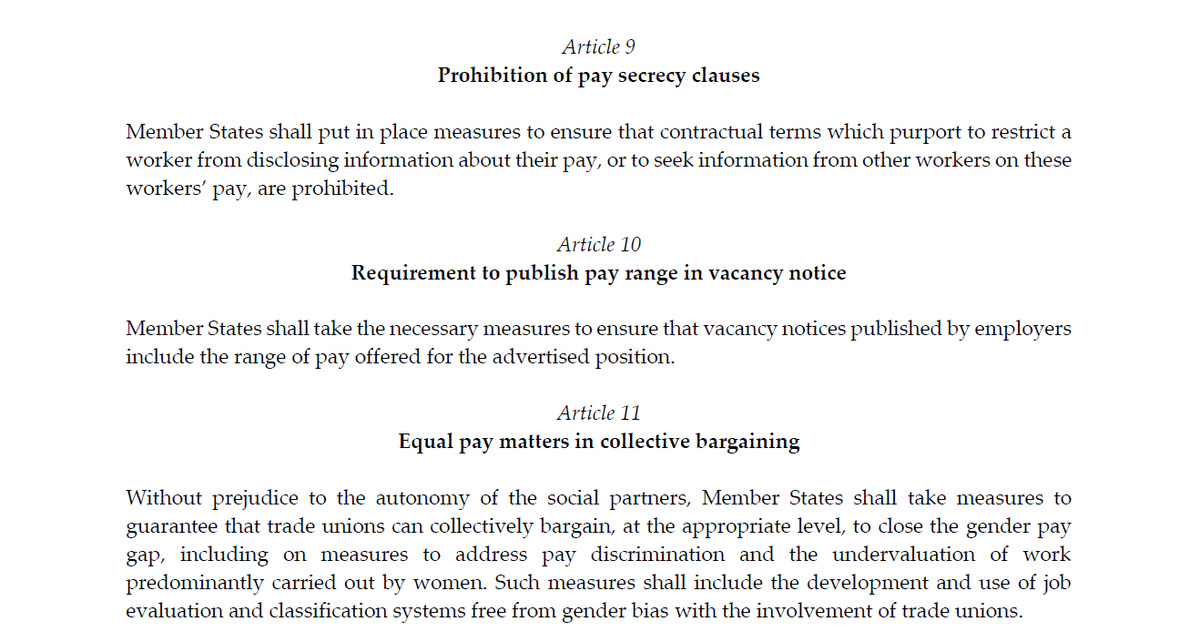 etuc_ces's tweet photo. Our experts in European labour law have drafted legally watertight legislation with 18 articles including measures to:
1⃣ Ban pay secrecy clauses
2⃣ Release of information on job evaluation
3⃣ Make all employers produce pay information audits
4⃣ Help unions negotiate equal pay https://t.co/G9OgJvzeK1