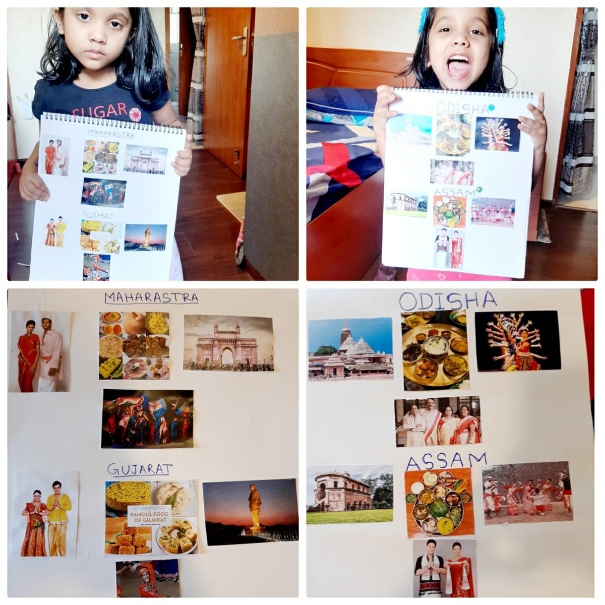 SAI_Edu_In's tweet image. They learnt the names of different states of India as well as did a collage activity, pasting picture cut-outs of traditional food, dress, dance forms and famous monuments of different states. 

#ThinkingSkill

#VisualSkill