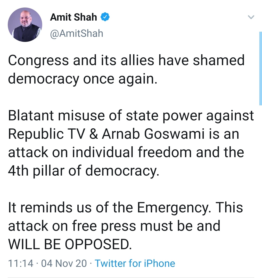thepeeinghuman's tweet photo. All news editors &amp; BJP IT cell then : 
Arrest Rhea Chakraborty in suicide case!!!! We want justice with no proof.

All news editors &amp; BJP IT cell now :
Detention of Arnab in suicide case where he's been named in the note is murder of democracy.

Maine kaha...hypocrisy ki bhi... https://t.co/PvxcQ3OhJ5