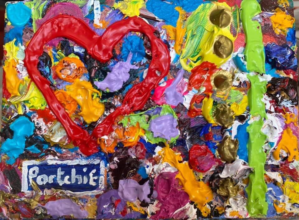 IamPortchie's tweet photo. Palette with red Heart 150 x 200 mm unframed Available/beskikbaar @IamPortchie #art #portchie https://t.co/xrku34mpcC