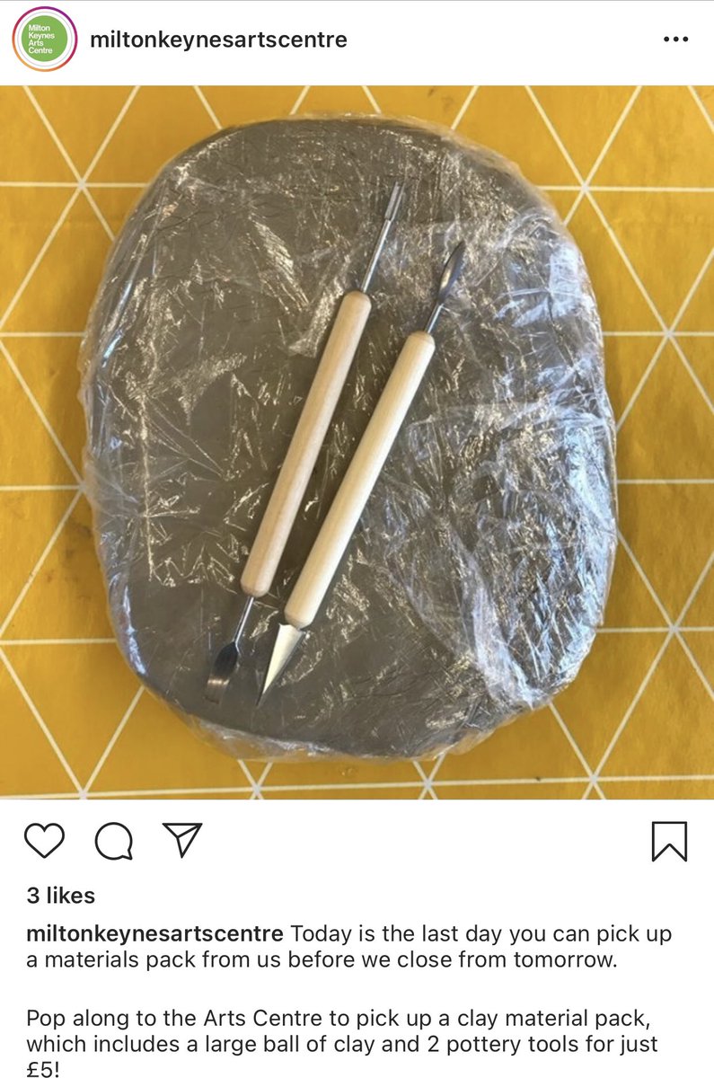 PotteryByAndrew's tweet photo. Last day to get your clay packs from @mkartscentre today 10-4! Get creative with clay this November! https://t.co/MSrVlAmMxl