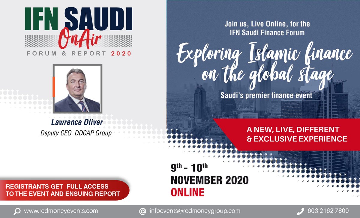 IFN_news's tweet image. REGISTER FOR FREE to  IFN Saudi Forum OnAir happening next week on 9th - 10th November 2020.

Introducing our esteemed Panelist Lawrence Oliver, Deputy CEO, @DDCAPGroup  

REGISTER NOW AT: us02web.zoom.us/webinar/regist…

#IFNSAUDI2020 #KSA #DDCAP