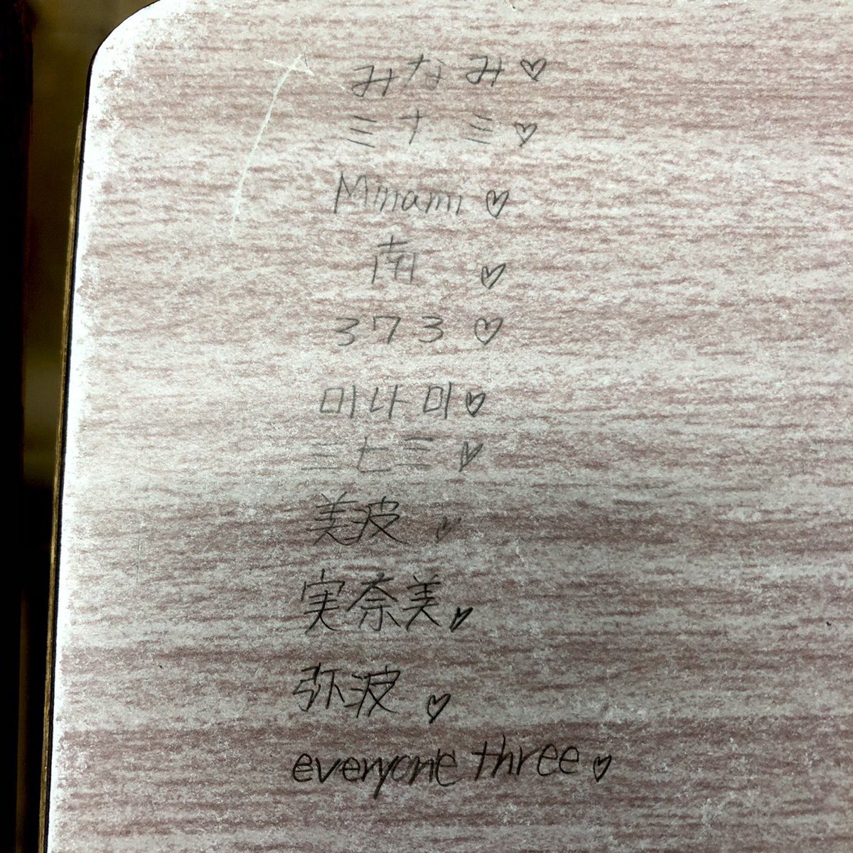 E Ironbunny בטוויטר この前学校を休んだ次の日に机を見たらこんな落書きが いろんなみなみが書かれてました 笑 まだ他にみなみありますか Minami