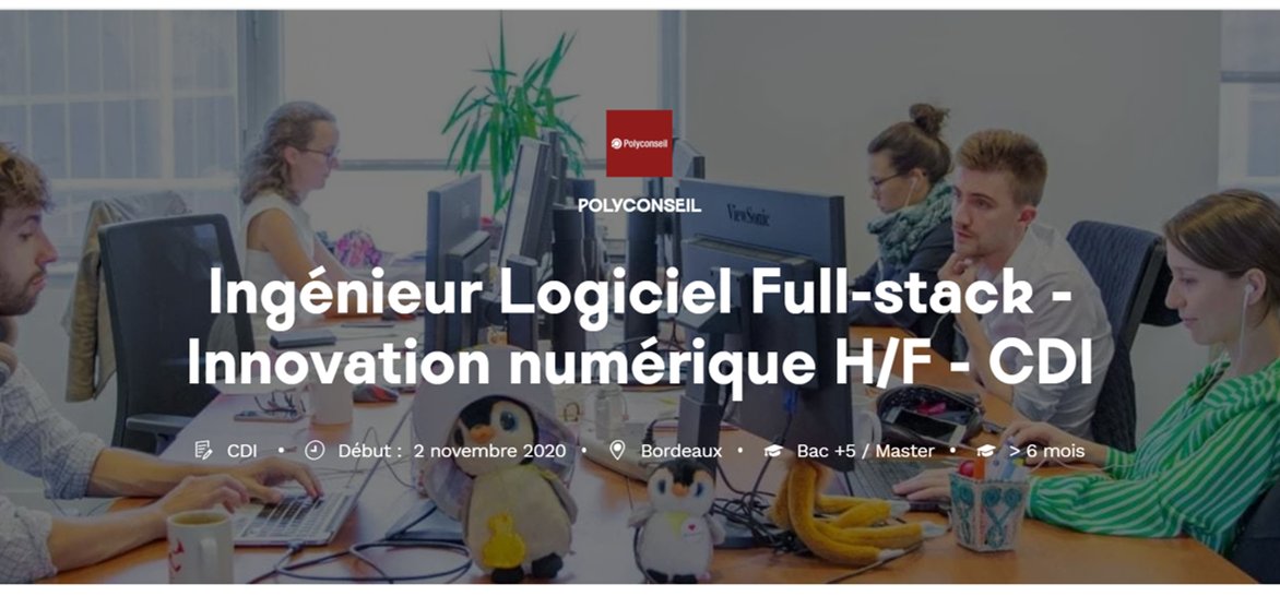 [Recrutement] Nous poursuivons notre croissance à Bordeaux et recrutons un(e) développeur(se) full-stack Java confirmé(e) pour renforcer notre équipe sur place. Pour postuler, rendez-vous sur notre page WTTJ : urlz.fr/e9Lh
A bientôt !