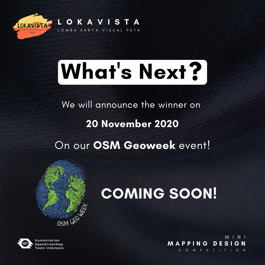 OSM_ID's tweet image. [2] Dear Teams, 

Terima kasih kpd seluruh tim yang sudah mengirimkan desain peta terbaiknya. Berikut beberapa fakta yang tercipta hingga Submission berakhir. 

Pengumuman pemenang akan dilakukan 20 November, bertepatan dgn kegiatan #osmgeoweek2020. 

COMING SOON!

#lokavista