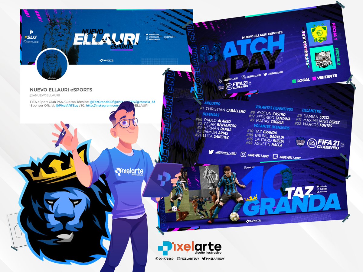 Pixelsuy's tweet image. Presentación gráfica para la nueva temporada de 
@eNuevoEllauri
.

*Portada y perfil Twitter
*Portada Jugador
*Presentación de plantel
*Partido a disputar

#NoBusquesOtro #pixelARTEuy