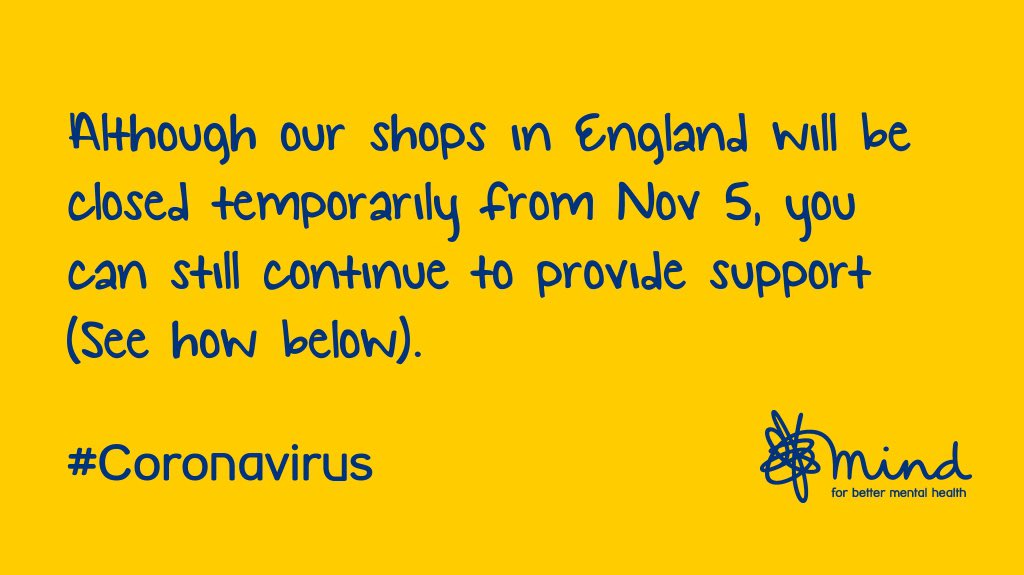 mind_retail's tweet photo. In line with Government guidelines, our shops will be closed from Thursday, 5th November. Please continue to support us by buying our range of Christmas cards online https://t.co/r170q3A5LT, by visiting https://t.co/Rgo98uXIXk or by donating at https://t.co/b92KkAT0WN https://t.co/MmRl90Zl6m