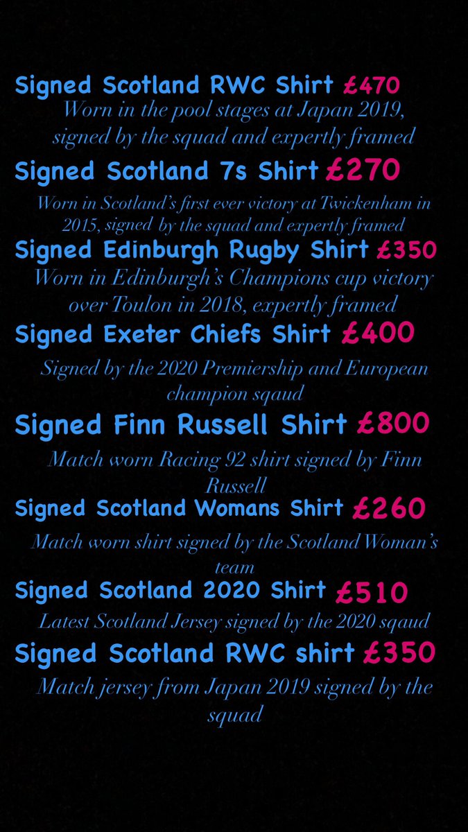 With only 48 hours to go, time is running out on your chance to own a piece of Scottish rugby history

There are still a number of bargains going on these signed jerseys!                 givergy.uk/RPSAuction2020…

#RugbyPlayersScotland #RPS #MyName5Doddie #MND #ScottishRugby