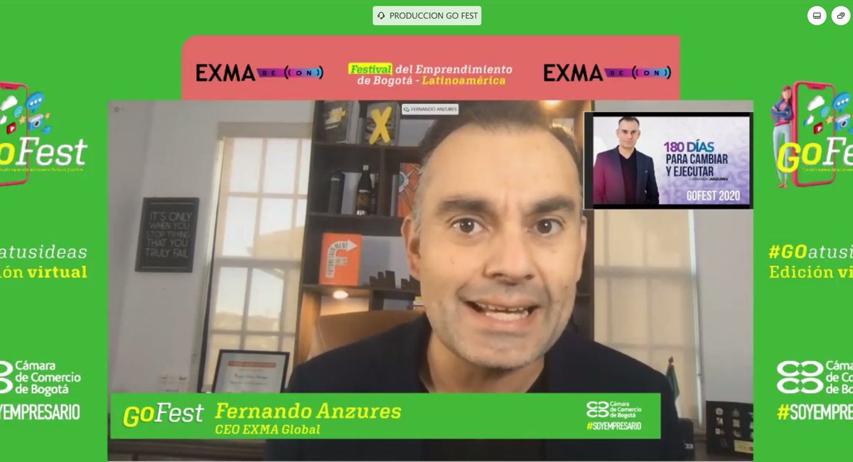 camaracomerbog's tweet photo. ¡Ya le dimos GO al #GOFest! Conéctate con el Festival del Emprendimiento de Bogotá - Latinoamérica, sin costo, ingresando a https://t.co/Ylg9UnAwA2 #GOatusideas Inicia la charla de @fanzures de #EXMAGlobal https://t.co/tpVxDoYU3o