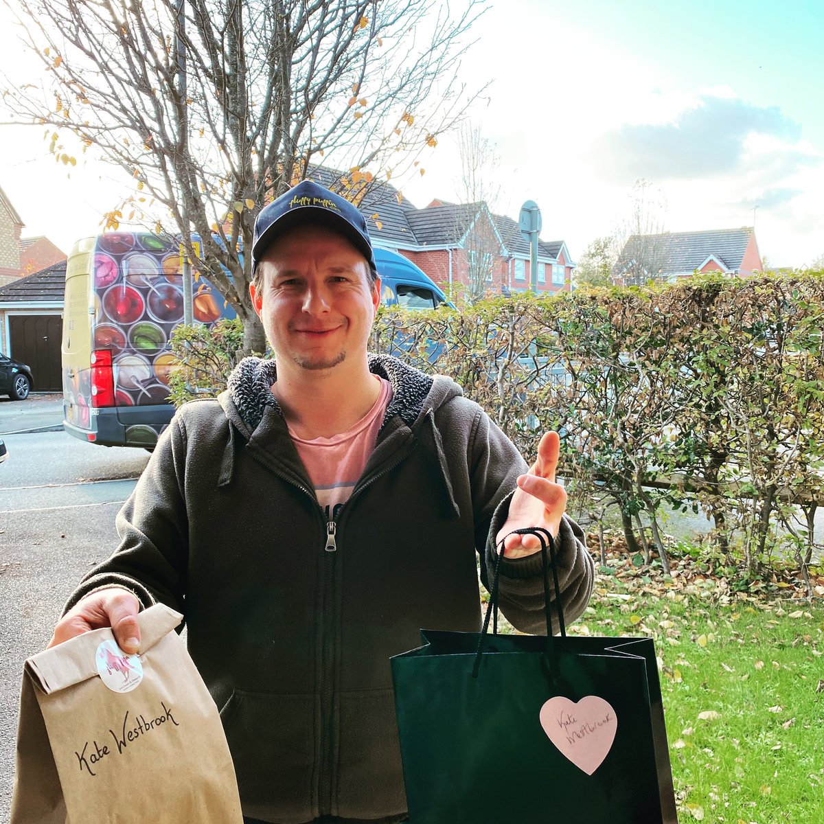 Love my <a href="/TheTechiesUK/">#TheWiltshireTechies</a> goody bag delivered today by Chris <a href="/fluffy_puffin/">Fluffy Puffin</a> - papped on my doorstep! Big thanks to <a href="/Holly_Chocs/">Hollychocs</a> <a href="/kettlesmithbeer/">kettlesmith brewing</a> <a href="/DustyApe/">Dusty Ape Coffee</a> and <a href="/TBESW/">TBE Swindon & Wilts</a> <a href="/MissAnitaJaynes/">Anita Jaynes</a> <a href="/SianSwift/">Sian Swift</a> for making it all happen!! I’m ready for tomorrow night! #thisisnotanad