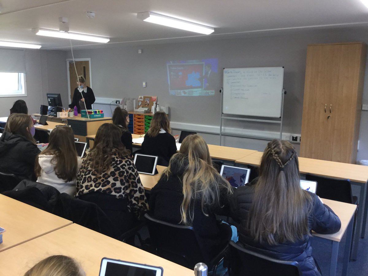 Our Higher class watching the Historic 2020 result. A live example of how the electoral college votes system works. #modsintherealworld@Royal_High_Sch