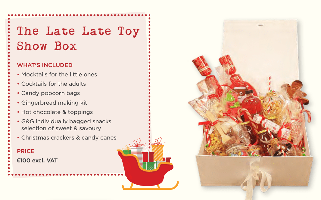 Thetaste_ie's tweet photo. RT - TO W I N 🎁
The Late Late Toy Show Box Hamper from Gather &amp; Gather🎅

To Enter:
1. Follow @Thetaste_ie
2. Follow @GatheredIreland
3. RT with #LateLateToyShowHamper

Winner announced Nov 12th🎅 https://t.co/GCXaY0eaps