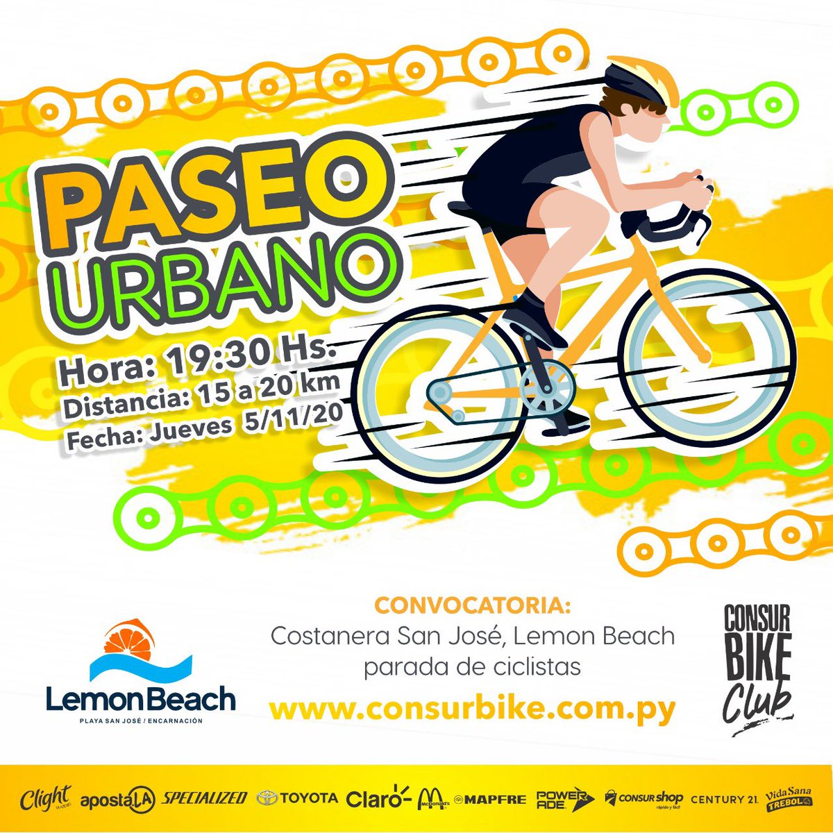 BikeConsur's tweet photo. Te invitamos a ser parte de un nuevo espacio ciclista con toda la mejor onda y conocer nuevos amigos  🚴‍♂🚴‍♂
A las 19:30 hs. 
Te esperamos❗❗

#consurbikeclub #pombero’sclub #paseourbano #lemonbeach https://t.co/TPgooSArKW