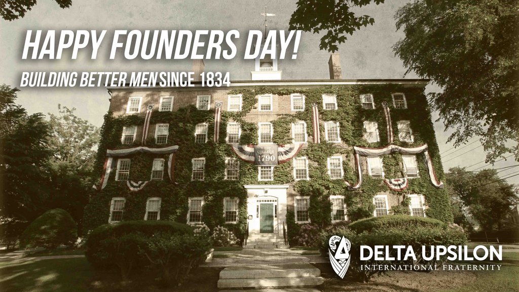 deltaupsilon's tweet photo. 186 years ago today, 30 men at Williams College created a Fraternity created on Friendship, Character, Culture and Justice—Principles that remain as relevant today as in 1834. Happy Founders Day! 

#DU186 #FoundersDayofGiving #BuildingBetterMen #WeAreDU #DikaiaUpotheke https://t.co/2Cp30OMccF