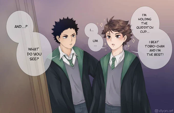 ✨"Erised stra ehru oyt ube cafru oyt on wohsi."✨
More HPxHQ! AU
#Haikyuu #iwaoi #oikawa #iwaizumi #harrypotterau 