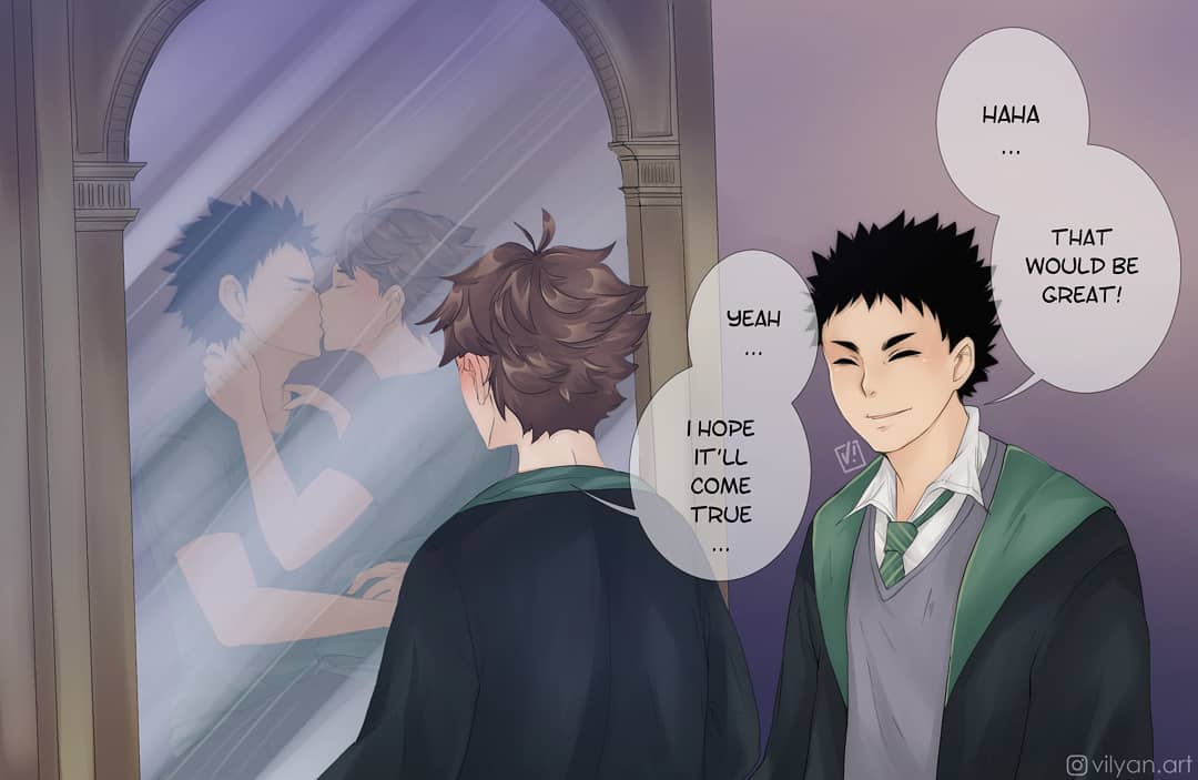 ✨"Erised stra ehru oyt ube cafru oyt on wohsi."✨
More HPxHQ! AU
#Haikyuu #iwaoi #oikawa #iwaizumi #harrypotterau