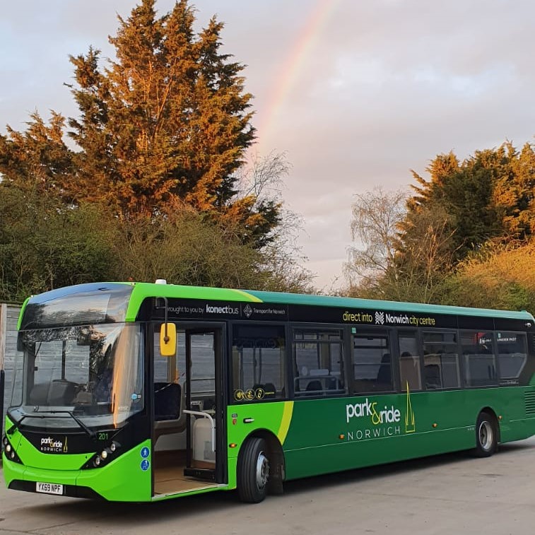 nparkandride's tweet photo. We would like to reassure you that as national lockdown begins, we will continue to run our normal bus services connecting those who need to travel with businesses, education and essential services. Wear a #facecovering ,  #paycontactless @uniofeastanglia @NorfolkCC @NNUH https://t.co/MxOewEYiLd