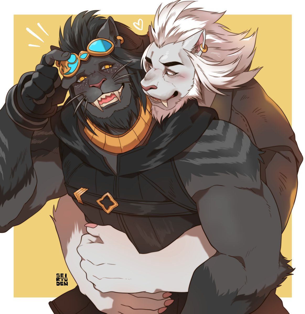 Couple waist-up commission for @Ye119w featuring their adorable Hrothgar pairing! This was fun to work on and thank you so much for commissioning me ;w; <3