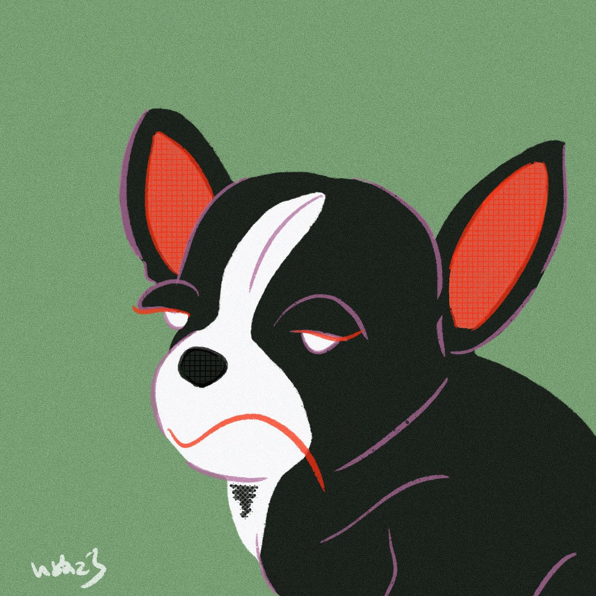 ジョジョ 4日目は怪訝な顔で振り返るチワワ ジョジョのイギーがモデルです Day いぬころ 変な犬図鑑 書籍化 アニメ化のイラスト