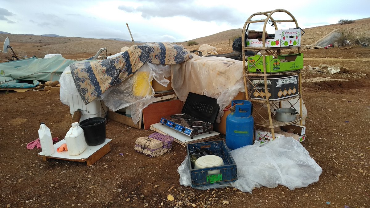 Just back from the Jordan Valley. This is some of the devastation left yesterday by Israeli bulldozers that ripped through Khirbet Humsah, a remote Palestinian herder community. Rain has just started to fall and residents have worked through night to salvage belongings.