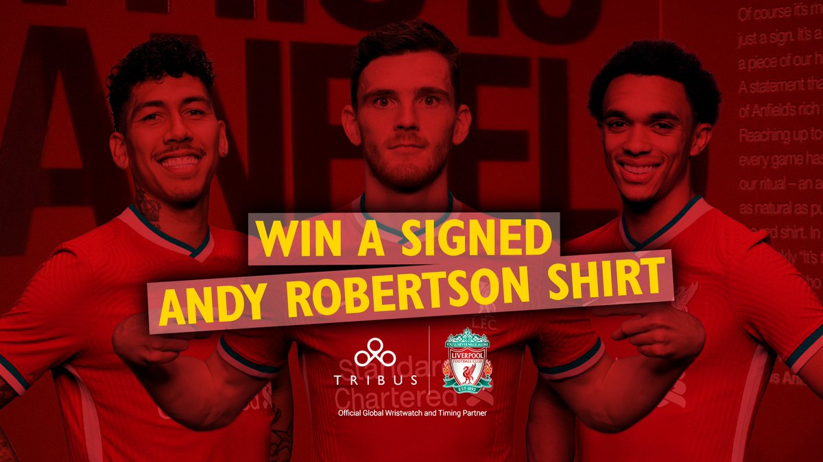 LFC's tweet photo. Our Official Global Wristwatch Partner @TribusWatches are giving you the chance to win a signed @andrewrobertso5 shirt 🙌

To enter... 

1️⃣: Retweet this tweet
2️⃣: Follow @TribusWatches 

T&amp;Cs apply (https://t.co/QMQAj4QCCN) https://t.co/sFDv0ddrLR