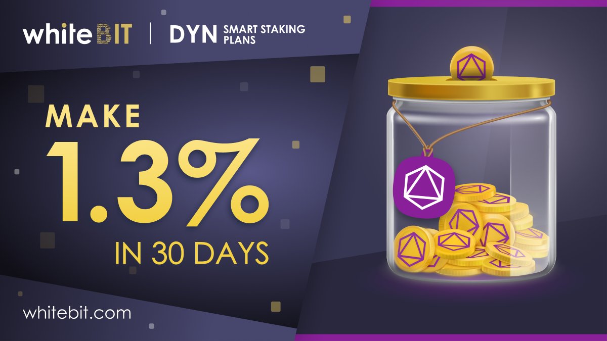 WhiteBit's tweet photo. 💵 Ready to make a passive income? 💵

We’re launching a new SMART Staking plan with $DYN! You can deposit and earn a 1.3% interest rate per 30 days. 

HODL and get a profit effortlessly! 

Deposit now: https://t.co/GoehsX7zf5 https://t.co/FzbIYcM5ri