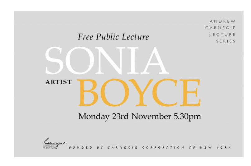 Andrew Carnegie Lecture #SoniaBoyce Public Lecture &amp; Q&amp;A “Hidden in Plain Sight” 23 Nov 5:30 eca.ed.ac.uk/event/andrew-c… <a href="/eca_edinburgh/">Edinburgh College of Art</a>