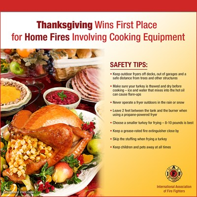 The election's over!!!! Time to focus on other things in our lives that matter. Thanksgiving is the #1 holiday for home fires involving cooking. Don't be a turkey, follow these safety tips!!!