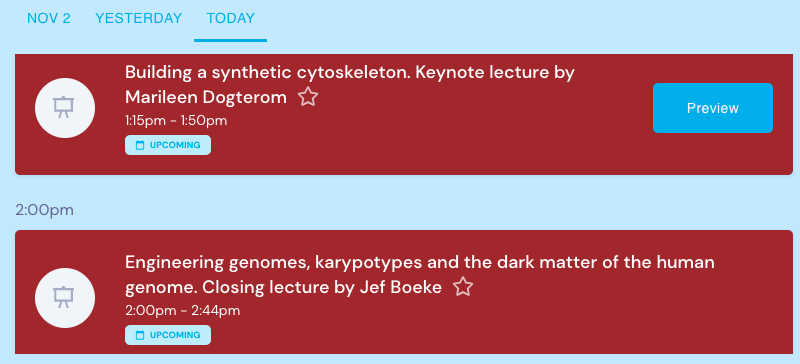 EUSynBioS's tweet photo. Before closure, #ASBEV last afternoon is followed by two fascinating keynote talks; Marileen Dogterom @MarileenD from @tudelft gives a lecture on building a synthetic cytoskeleton and Jef Boeke @JefBoeke from @nyugrossman on the dark matter and engineering of the genome. #synbio https://t.co/W14HpZ7b0g