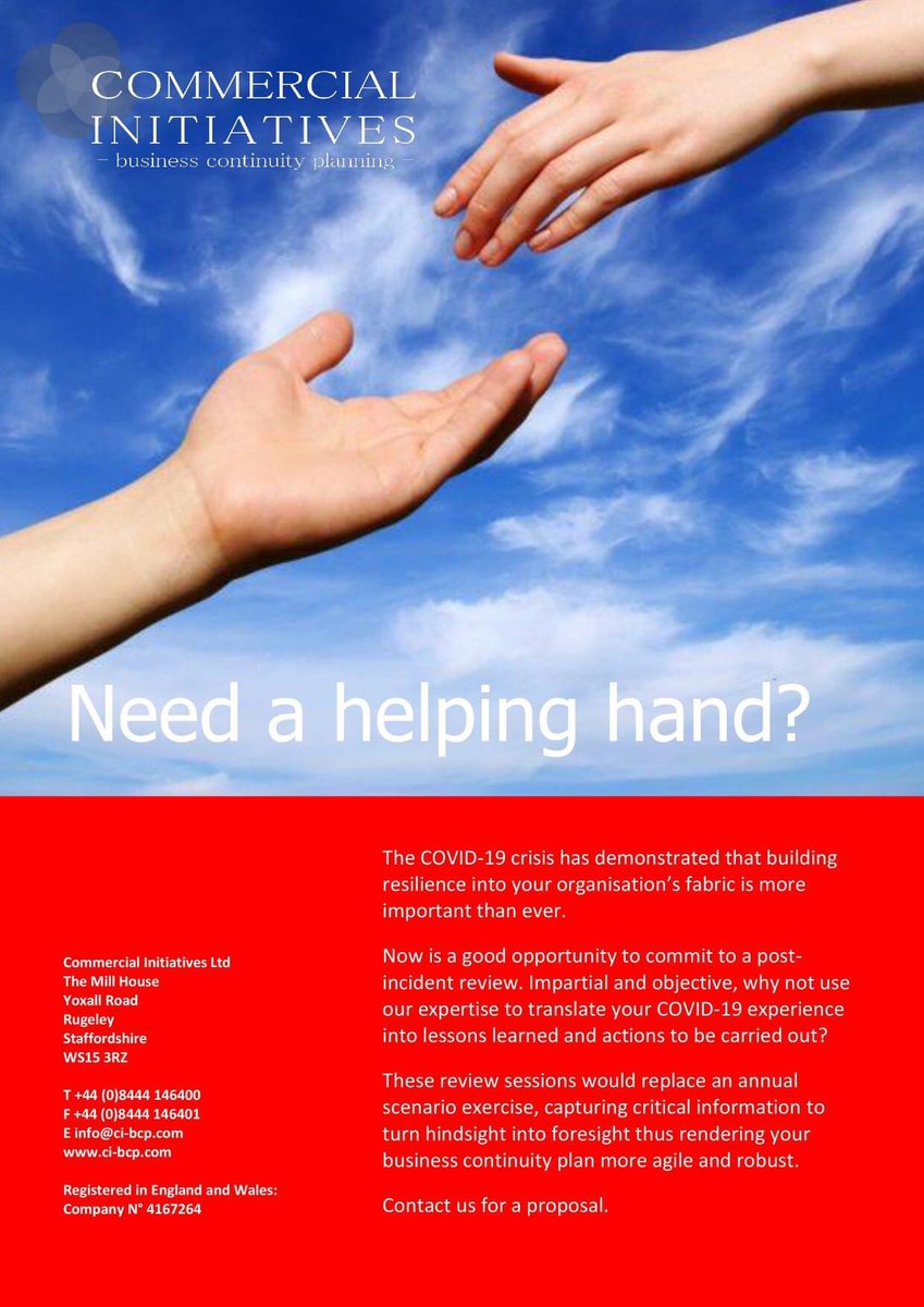 BCPCI's tweet photo. Need a helping hand? Reach out to David and Chris at the National Housing Federation’s virtual event, #NHFVirtual #smallerhousingassociations #BusinessContinuity https://t.co/7AG0nKrmZL