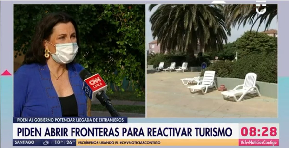 FEDETUR_Chile's tweet photo. Nuestra Vicepresidenta, @helenk_2018 conversó con @chilevision acerca de la solicitud que se ha hecho desde el sector turístico para abrir las fronteras a turistas extranjeros manteniendo todas las medidas sanitarias para asegurar una experiencia segura. https://t.co/kvKpuvvxqL