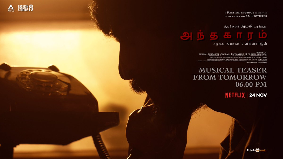 Think Music (@thinkmusicindia) on Twitter photo The musical teaser of first single from #Andhaghaaram -Tamil to be launched by <a href="/anirudhofficial/">Anirudh Ravichander</a> at 6 PM tomorrow!
<a href="/Atlee_dir/">atlee</a> <a href="/aforapple_offcl/">AforApple</a> <a href="/PassionStudios_/">Passion Studios</a> <a href="/priyaatlee/">Priya Mohan</a> <a href="/Sudhans2017/">Sudhan Sundaram</a> <a href="/iam_arjundas/">Arjun Das</a> <a href="/vvignarajan/">Vignarajan</a> #PradeepKumar @Jayaram_gj <a href="/vinoth_kishan/">vinoth kishan</a> <a href="/Poojaram22/">Pooja Ramachandran</a> <a href="/edwinsakaydop/">edwinsakay</a> The musical teaser of first single from #Andhaghaaram -Tamil to be launched by <a href="/anirudhofficial/">Anirudh Ravichander</a> at 6 PM tomorrow!
<a href="/Atlee_dir/">atlee</a> <a href="/aforapple_offcl/">AforApple</a> <a href="/PassionStudios_/">Passion Studios</a> <a href="/priyaatlee/">Priya Mohan</a> <a href="/Sudhans2017/">Sudhan Sundaram</a> <a href="/iam_arjundas/">Arjun Das</a> <a href="/vvignarajan/">Vignarajan</a> #PradeepKumar @Jayaram_gj <a href="/vinoth_kishan/">vinoth kishan</a> <a href="/Poojaram22/">Pooja Ramachandran</a> <a href="/edwinsakaydop/">edwinsakay</a>