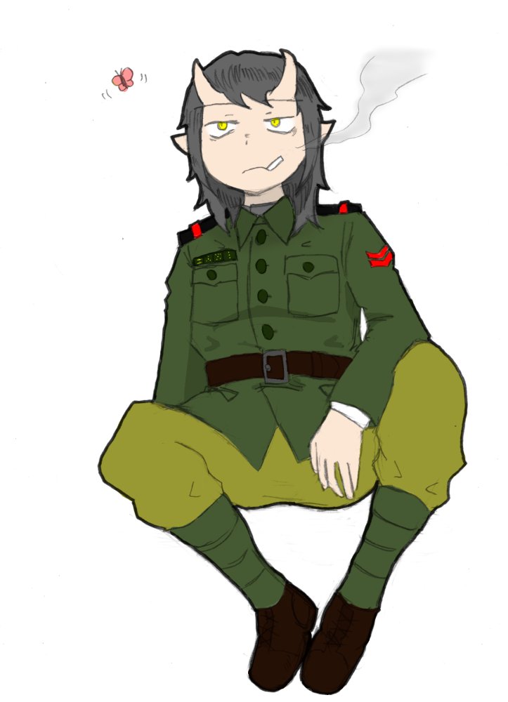 #オリキャラ画像を4枚晒したらファンアートがぶわーって増えると聞いて
#鬼軍よもやま物語
オリキャラというか、オリジナル軍隊。