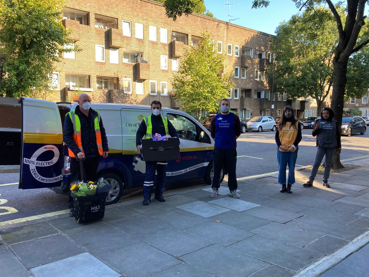 VeoliaUK's tweet image. Every weekday for almost six months, our team in Westminster has made over 160 emergency food aid deliveries to the North Paddington Food Bank, helping people in need during the pandemic - all in an electric van. #InThisTogether #ElectricVehicles
