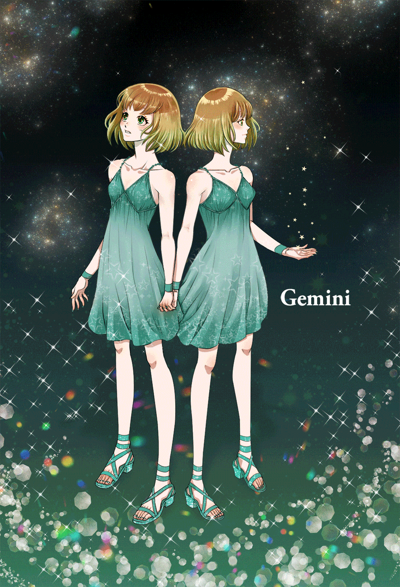 Midori 星座擬人化女子イラスト 双子座 蟹座 こちらも 背景手直し 星座イラスト 擬人化イラスト イラスト好きさんと繋がりたい 絵描きさんと繋がりたい