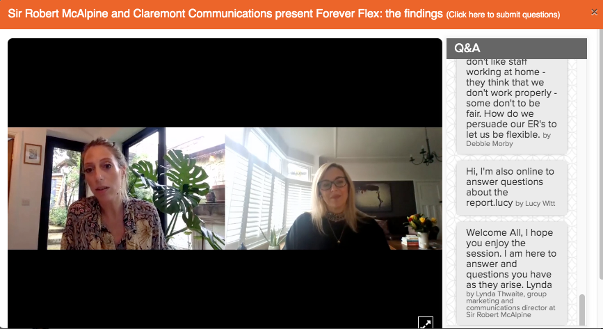 2to3days's tweet photo. A really interesting discussion from @LyndaTLive of @WeAreMcAlpine &amp; Lucy Proudfoot of @Claremontcomms @LiveFlexpo around the importance of communication and trust when it comes to implementing #FlexibleWorking successfully.

#FlexAppeal #PeopleManagement #HR #FlexpoDigital2020 https://t.co/lApi2USbeb