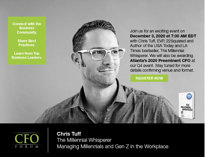 TheCFOForum's tweet photo. Finance Leaders: Don't forget to sign up for our fourth quarter program featuring Chris Tuff, The Millennial Whisperer. We will also be awarding Atlanta's 2020 Preeminent CFO.  Register Here: https://t.co/e27YTCFL8G

#cfoforumatlanta #preeminence #christuff https://t.co/rRSFrd8BDJ